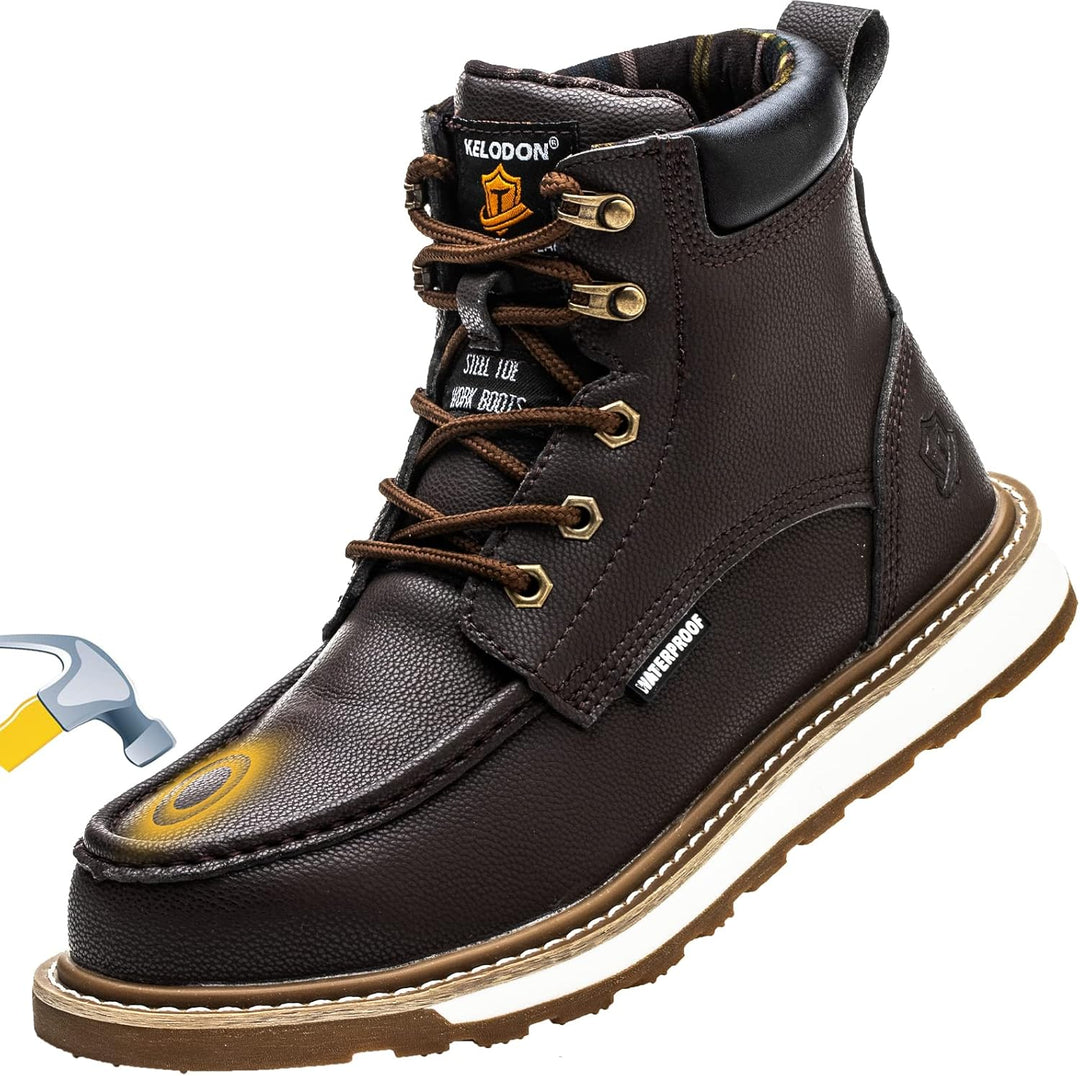 Herren Sicherheitsstiefel mit Stahlkappe für Arbeitsschutz-Braun-39-Luzern Mode