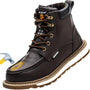 Herren Sicherheitsstiefel mit Stahlkappe für Arbeitsschutz-Braun-39-Luzern Mode