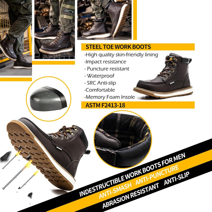 Herren Sicherheitsstiefel mit Stahlkappe für Arbeitsschutz-Luzern Mode