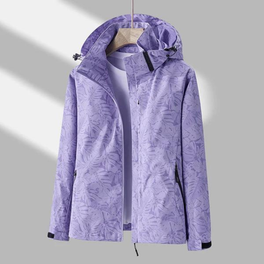 Damen Outdoorjacke mit Kapuze - Wasserdicht und Atmungsaktiv-Lila-M-Luzern Mode