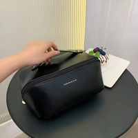 Luxuriöse Kosmetiktasche aus Leder für Reisen und Alltag-Schwarz-Luzern Mode