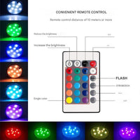 Unterwasserlampe | LED | Fernbedienung | Rund | Set von 2 | IP68-Luzern Mode