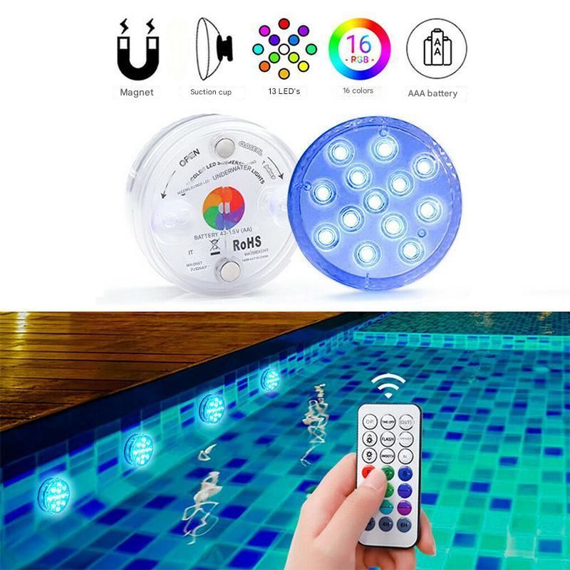 Unterwasserlampe | LED | Fernbedienung | Rund | Set von 2 | IP68-Luzern Mode
