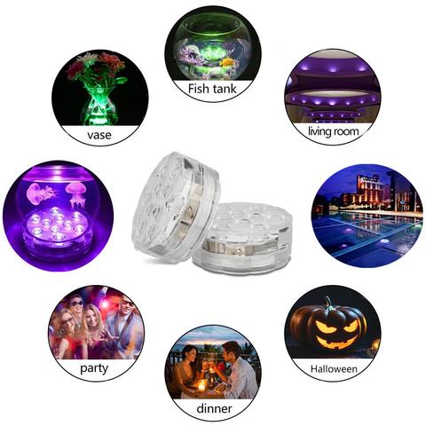 Unterwasserlampe | LED | Fernbedienung | Rund | Set von 2 | IP68-Luzern Mode