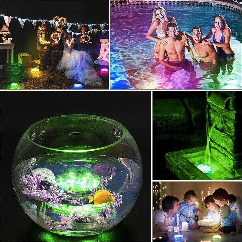 Unterwasserlampe | LED | Fernbedienung | Rund | Set von 2 | IP68-Luzern Mode