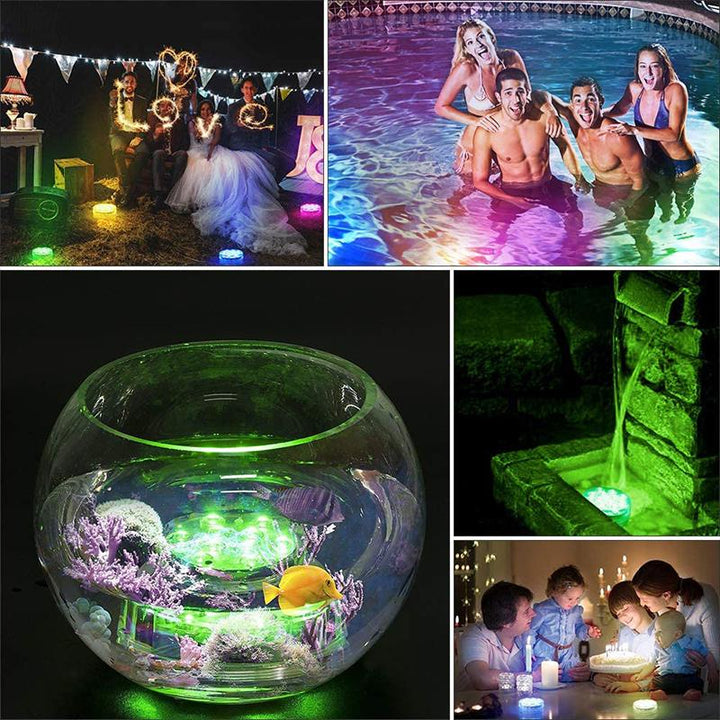 Unterwasserlampe | LED | Fernbedienung | Rund | Set von 2 | IP68-Luzern Mode