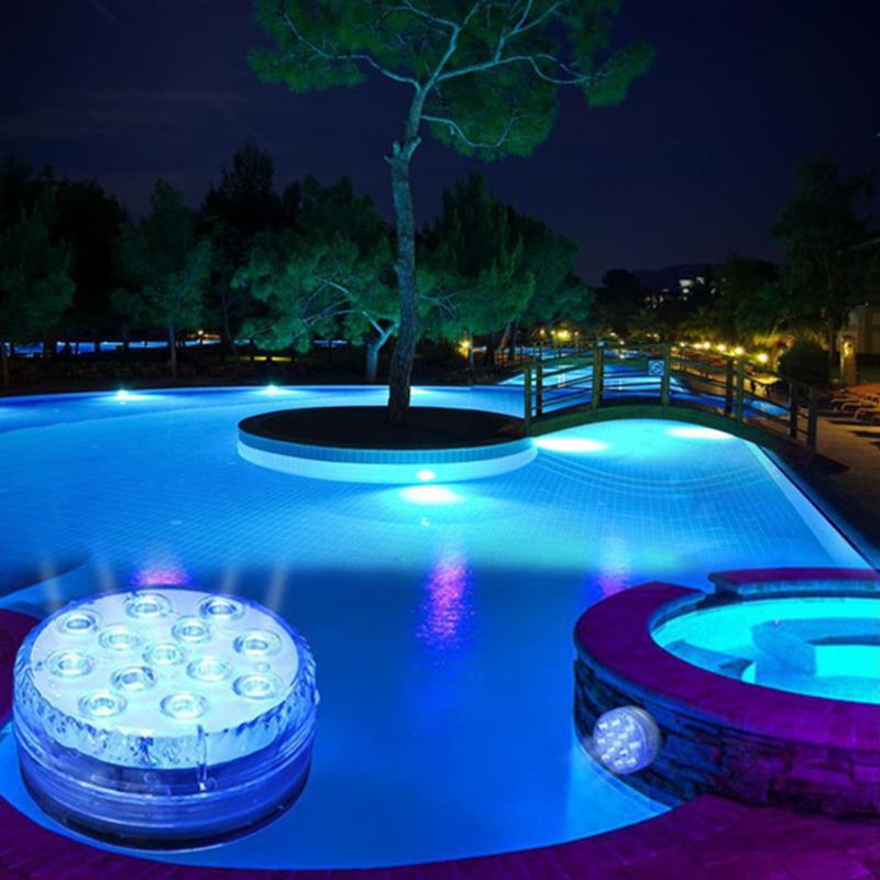Unterwasserlampe | LED | Fernbedienung | Rund | Set von 2 | IP68-Luzern Mode