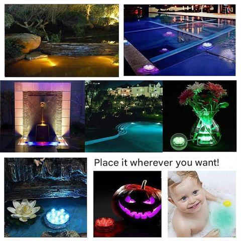Unterwasserlampe | LED | Fernbedienung | Rund | Set von 2 | IP68-Luzern Mode
