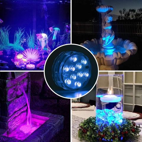 Unterwasserlampe | LED | Fernbedienung | Rund | Set von 2 | IP68-Luzern Mode