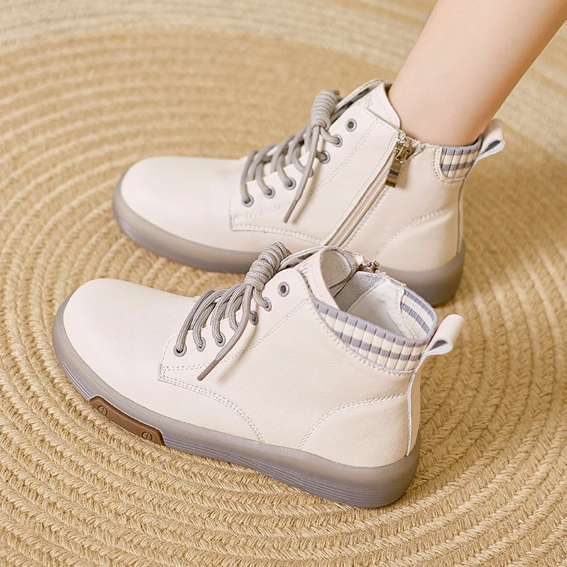 Damen Sneaker Hochwertig mit Reißverschluss und Schnürung-Hellbraun-Grau-35-Luzern Mode