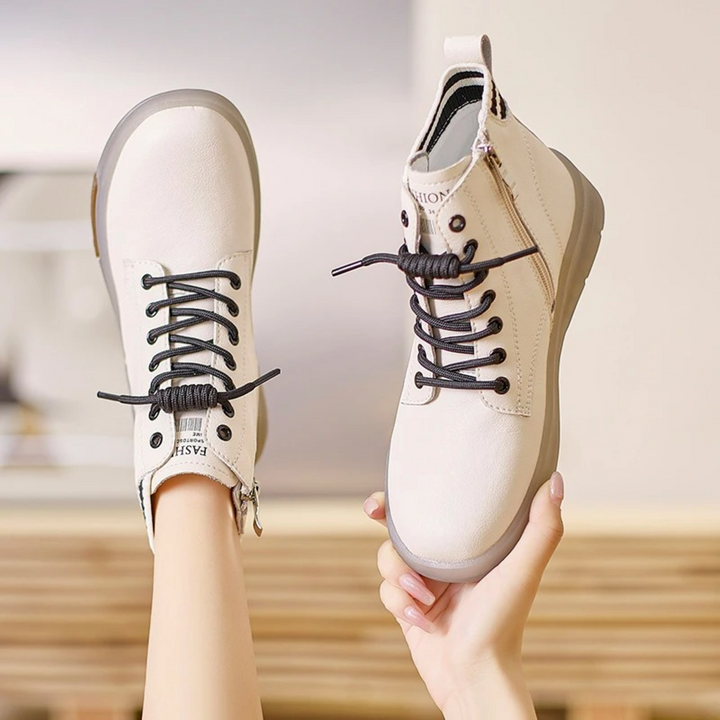 Damen Sneaker Hochwertig mit Reißverschluss und Schnürung-Luzern Mode