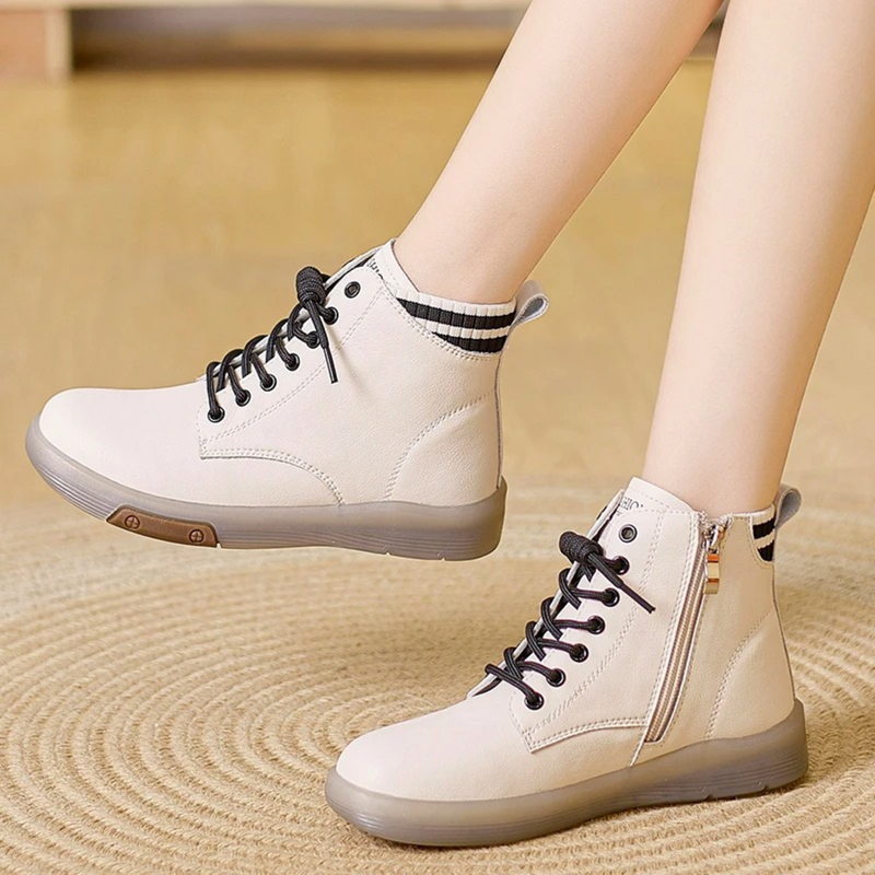 Damen Sneaker Hochwertig mit Reißverschluss und Schnürung-Luzern Mode