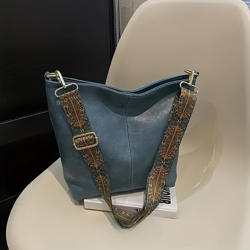 Vintage Damen Handtasche mit verstellbarem Schultergurt-Dunkelblau-Luzern Mode