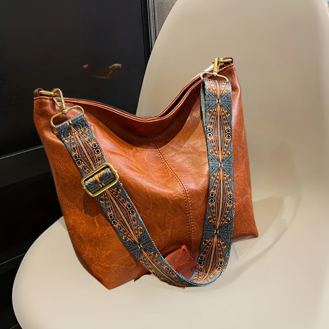 Vintage Damen Handtasche mit verstellbarem Schultergurt-Hellbraun-Luzern Mode