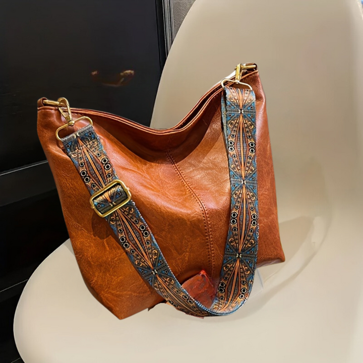 Vintage Damen Handtasche mit verstellbarem Schultergurt-Hellbraun-Luzern Mode