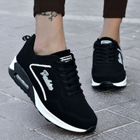 Damen Sneaker mit Luftpolstersohle für optimalen Komfort-Schwarz-Weiß-35-Luzern Mode