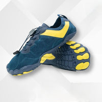 Barfuß-Schuhe | Sportlich | Unisex | Wasserdicht | Schnürverschluss-Dunkelblau-Gelb-35-Luzern Mode