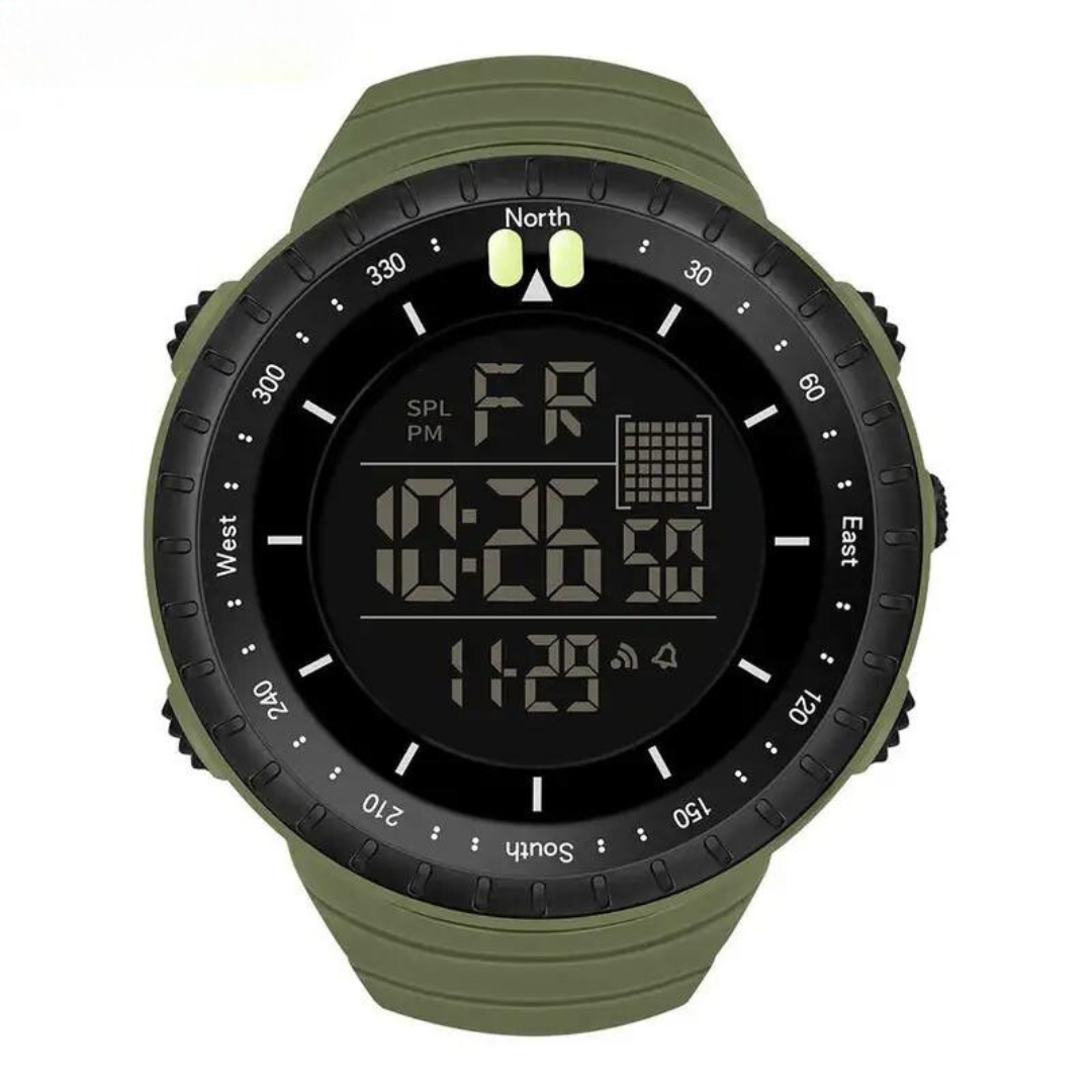 Digitale Armbanduhr mit LED-Anzeige und Weckerfunktion-Grün-Luzern Mode