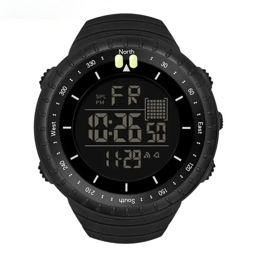 Digitale Armbanduhr mit LED-Anzeige und Weckerfunktion-Schwarz-Luzern Mode