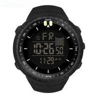 Digitale Armbanduhr mit LED-Anzeige und Weckerfunktion-Schwarz-Luzern Mode
