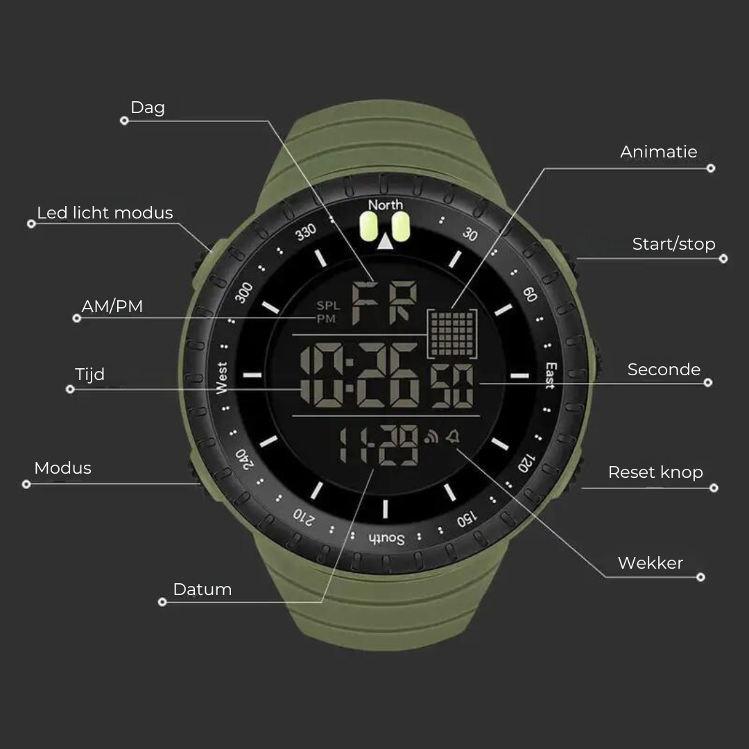 Digitale Armbanduhr mit LED-Anzeige und Weckerfunktion-Luzern Mode