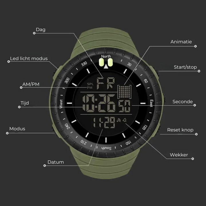 Digitale Armbanduhr mit LED-Anzeige und Weckerfunktion-Luzern Mode