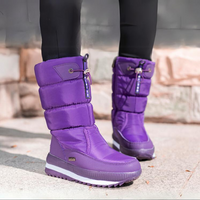Damen Schneestiefel | Reißverschluss | Wasserabweisend | Gefüttert | Rutschfeste Sohle-Lila-36-Luzern Mode