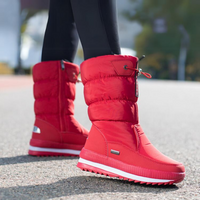 Damen Schneestiefel | Reißverschluss | Wasserabweisend | Gefüttert | Rutschfeste Sohle-Rot-36-Luzern Mode