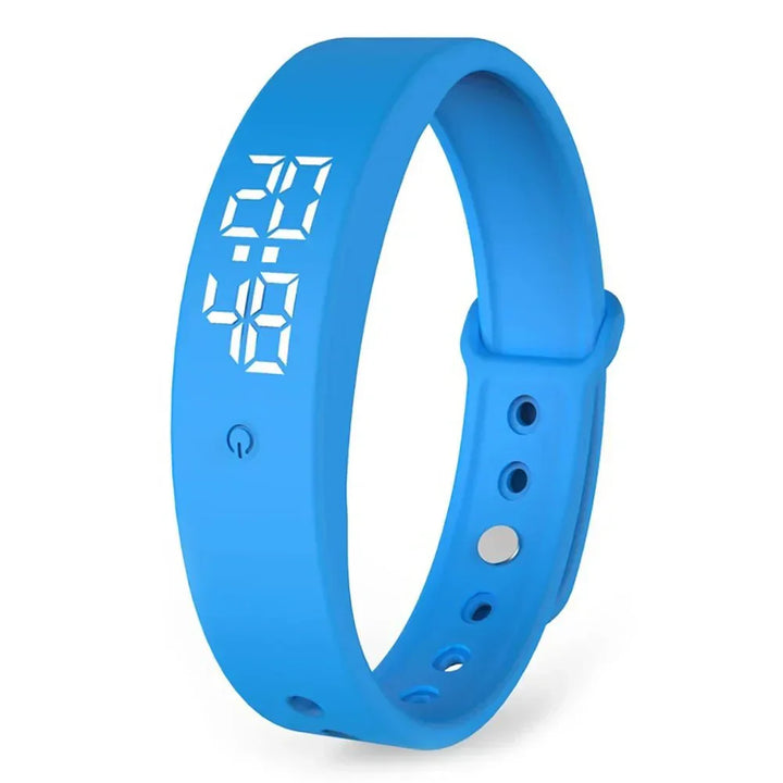 Digitale Armbanduhr mit LED-Anzeige und Silikonarmband-Blau-Luzern Mode