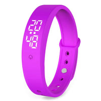 Digitale Armbanduhr mit LED-Anzeige und Silikonarmband-Lila-Luzern Mode