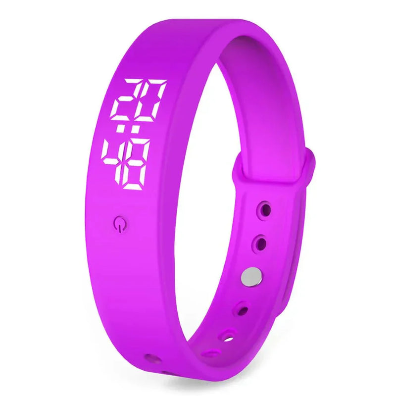 Digitale Armbanduhr mit LED-Anzeige und Silikonarmband-Lila-Luzern Mode