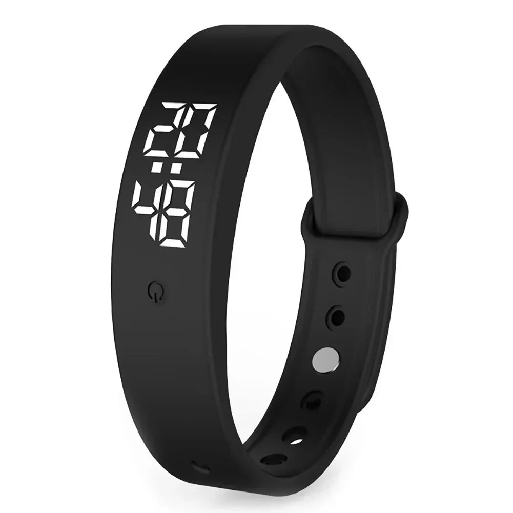 Digitale Armbanduhr mit LED-Anzeige und Silikonarmband-Schwarz-Luzern Mode