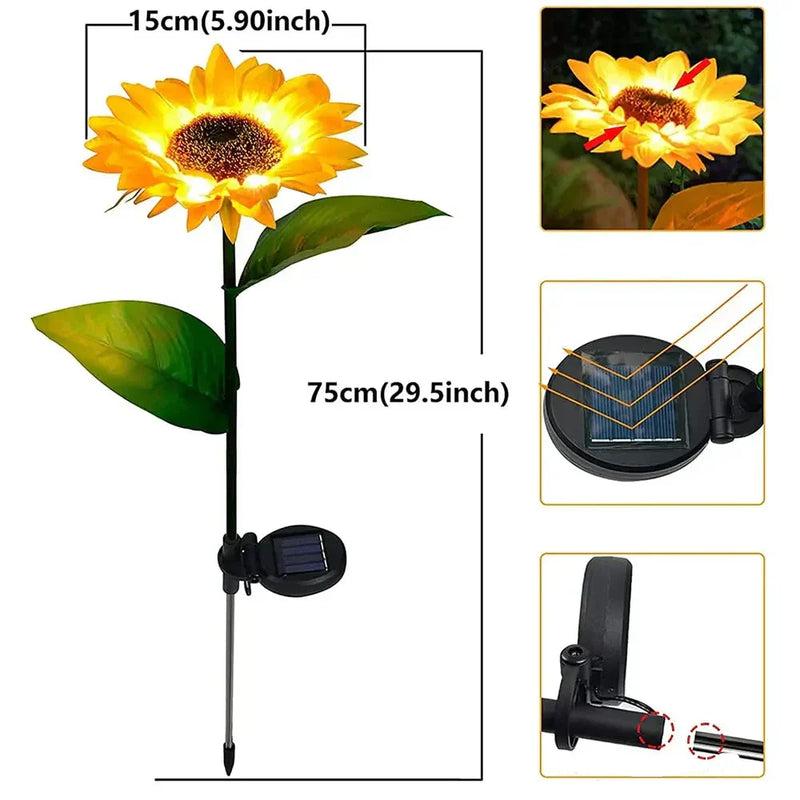 Sonnenblumen-Gartenlampe | Solar Aufladbar Einzigartig Realistisch Wasserdicht-Luzern Mode