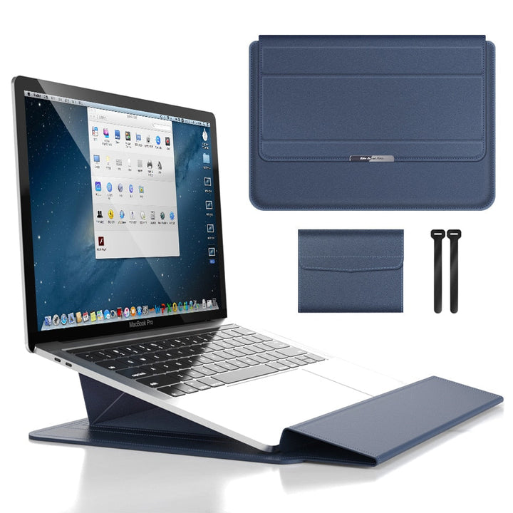 Laptop-Hülle | Wasserdicht | Nachhaltig | Vegan Leder | Eng anliegend-Blau-27.94 – 30.48 cm-Luzern Mode
