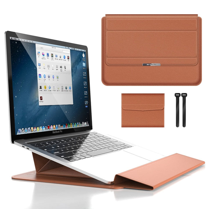 Laptop-Hülle | Wasserdicht | Nachhaltig | Vegan Leder | Eng anliegend-Braun-27.94 – 30.48 cm-Luzern Mode