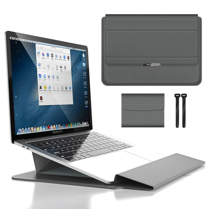 Laptop-Hülle | Wasserdicht | Nachhaltig | Vegan Leder | Eng anliegend-Grau-27.94 – 30.48 cm-Luzern Mode