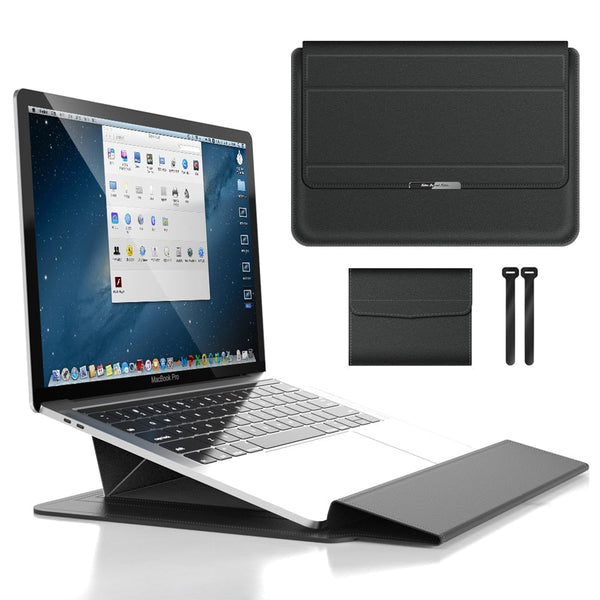 Laptop-Hülle | Wasserdicht | Nachhaltig | Vegan Leder | Eng anliegend-Schwarz-27.94 – 30.48 cm-Luzern Mode