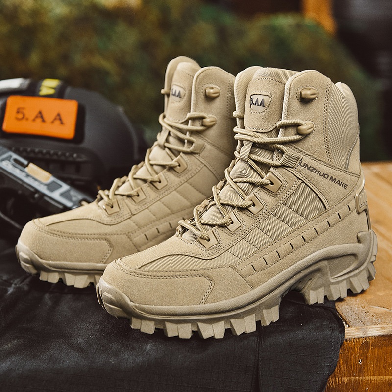 Herren Arbeitsstiefel | Wasserdicht | Robust | Sicher | Schnürung | Wildleder-Beige-39-Luzern Mode