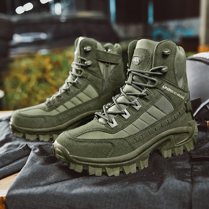 Herren Arbeitsstiefel | Wasserdicht | Robust | Sicher | Schnürung | Wildleder-Grün-39-Luzern Mode