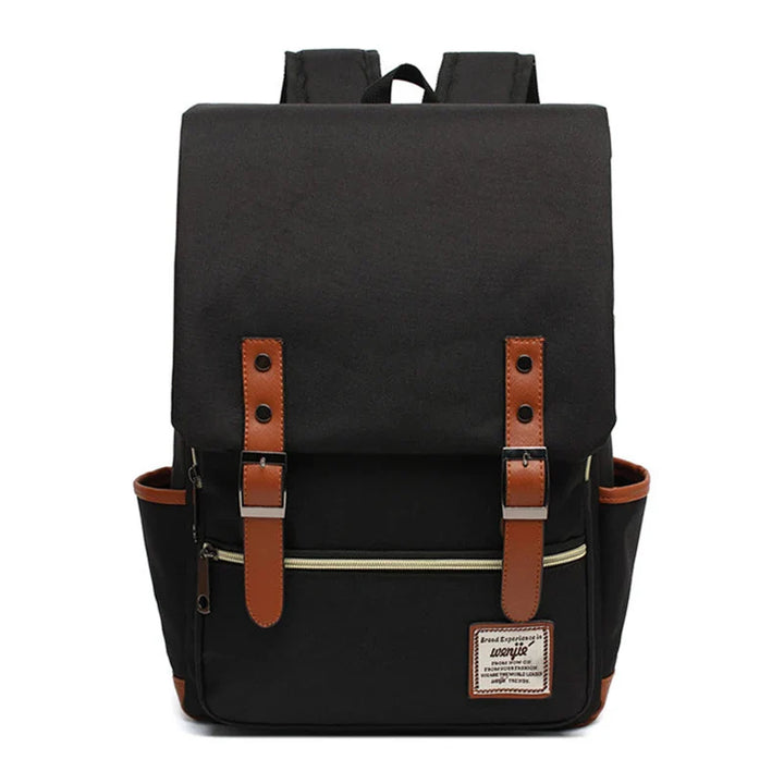 Laptop Rucksack | Unisex | 16 Zoll | Wasserdicht | Oxford | Verstellbar-Schwarz (Weiße Reißverschluss)-Luzern Mode