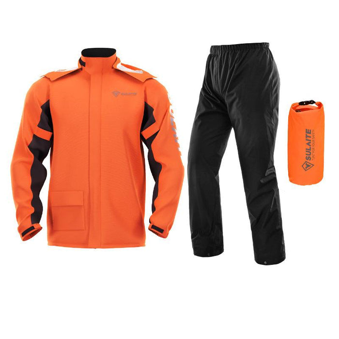 Unisex Regenanzug | 2-teilig | Aufbewahrungstasche | Winddicht | Wasserdicht-Orange-M-Luzern Mode