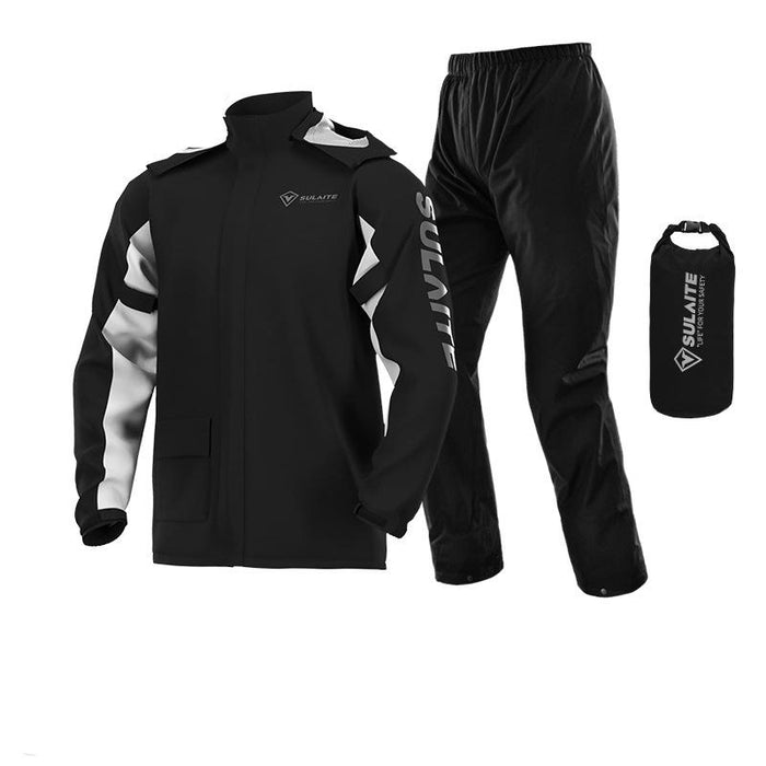 Unisex Regenanzug | 2-teilig | Aufbewahrungstasche | Winddicht | Wasserdicht-Schwarz-M-Luzern Mode