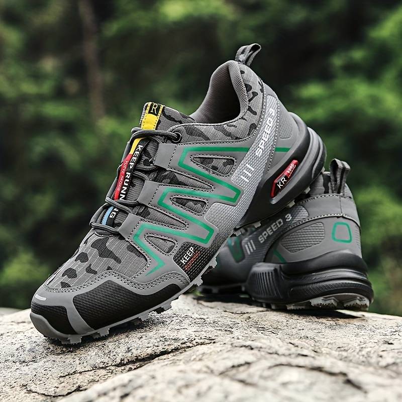 Wanderschuhe | Unisex | Wasserdicht | Camouflageprint | Niedrig | Schnürsenkel-Grau-36-Luzern Mode