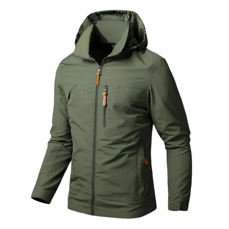 Herrenjacke | Winddicht | Wasserfest | Reißverschluss | Taschen -Armeegrün-S-Luzern Mode