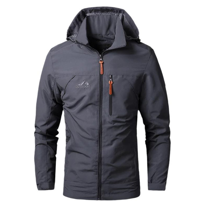 Herrenjacke | Winddicht | Wasserfest | Reißverschluss | Taschen -Grau-S-Luzern Mode