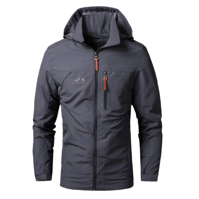 Herrenjacke | Winddicht | Wasserfest | Reißverschluss | Taschen -Grau-S-Luzern Mode