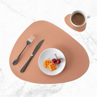 Tischset-Set | 2 Stück | Inkl. Untersetzer | Veganes Leder | Wasserfest-Rosa-Luzern Mode