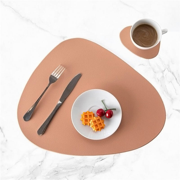 Tischset-Set | 2 Stück | Inkl. Untersetzer | Veganes Leder | Wasserfest-Rosa-Luzern Mode