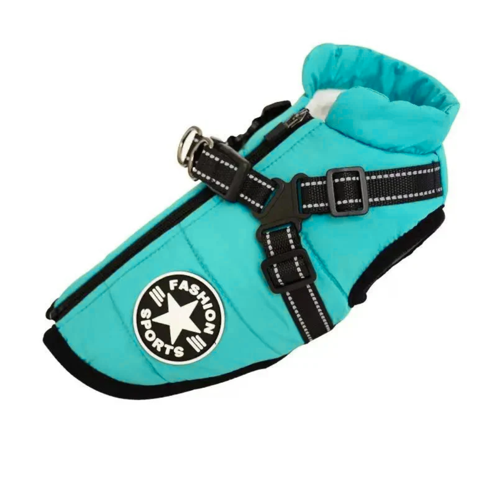 Hundejacke | Wasserdicht | Warm | Verstellbar | Sicher | Sichtbar-Hellblau-S-Luzern Mode