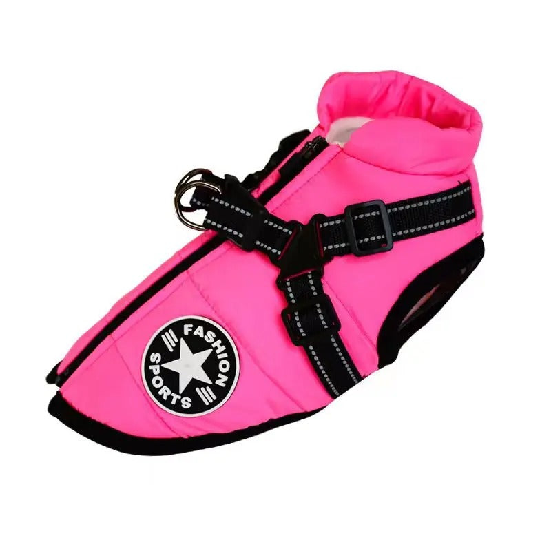 Hundejacke | Wasserdicht | Warm | Verstellbar | Sicher | Sichtbar-Rosa-S-Luzern Mode